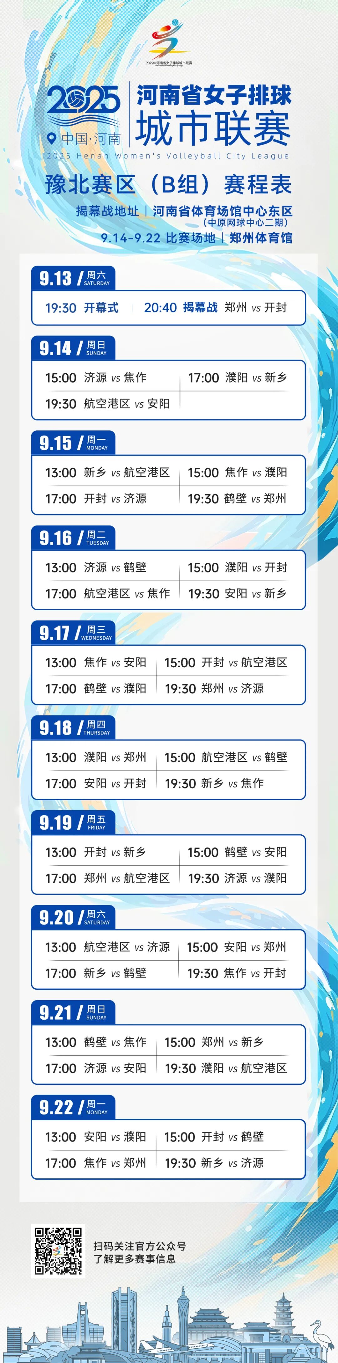 河南省女子排球城市联赛今日启幕！焦作将连战9场！