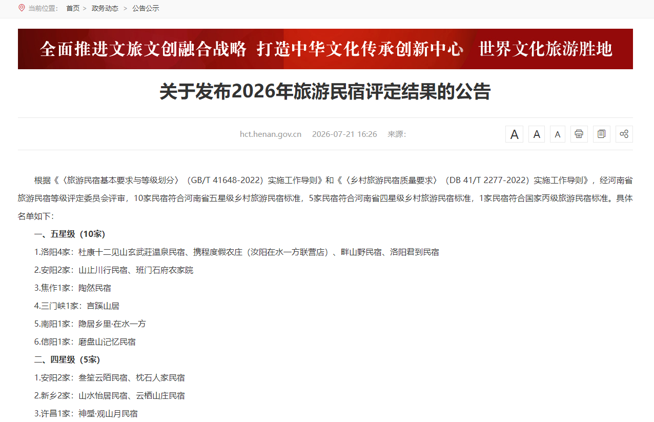 焦作新增一家五星级旅游民宿!就在……