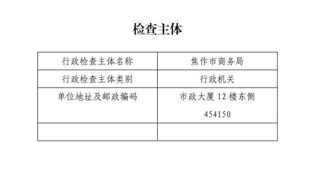 涉企行政检查主体公示